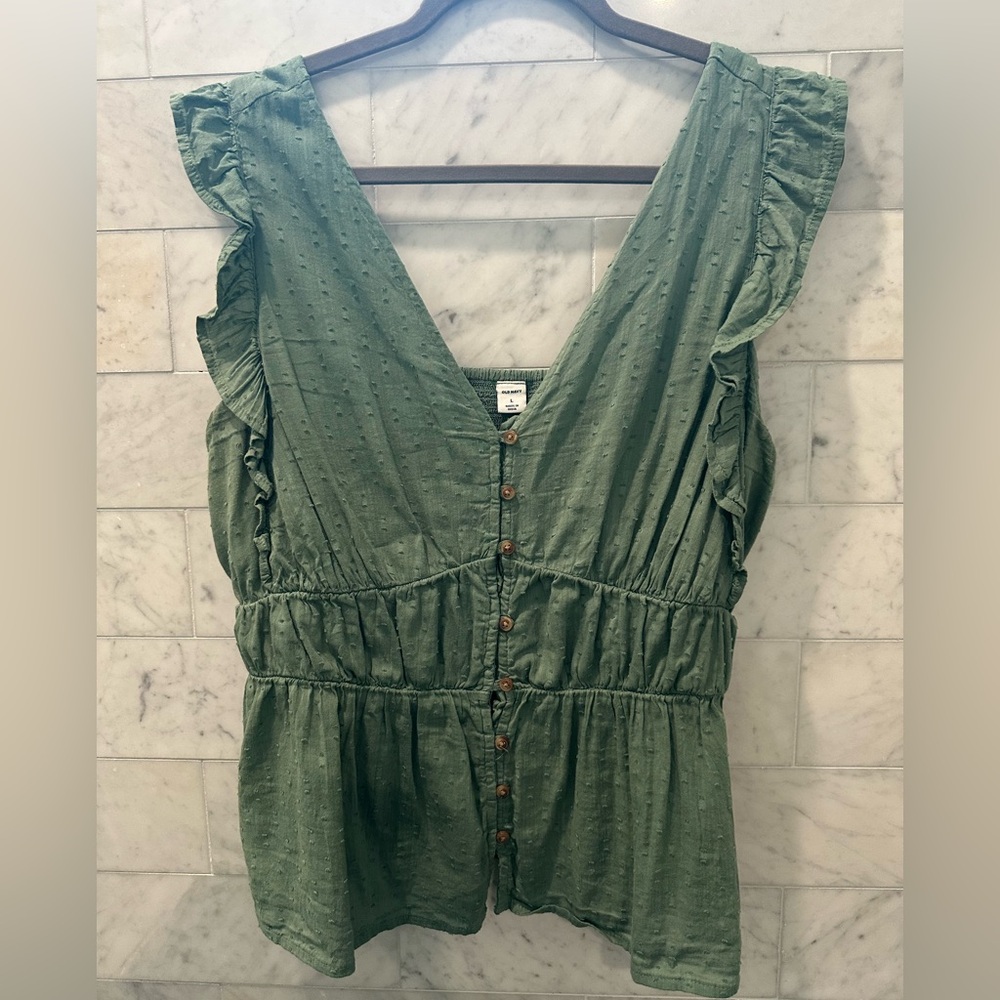 Old Navy Green Ruffled Women's Top